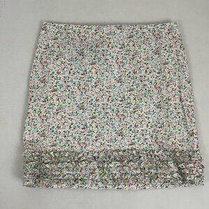 Vintage Ralph Lauren Women's 10 Skirt Floral Ruched Trim Cottagecore Plaid Label